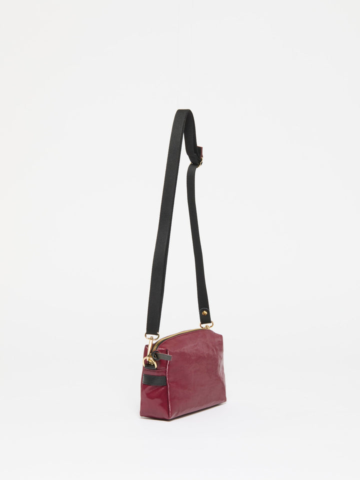 Jack Gomme Mini Lin Crossbody Bag in Cherry available at Barbara Katz