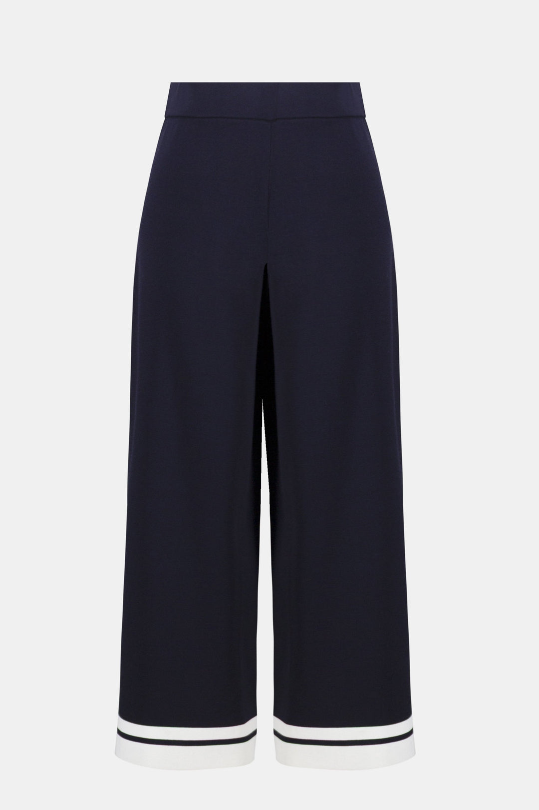 Joseph Ribkoff Culotte Pants With Stripe Detail in Midnight Blue/Vanilla available at Barbara Katz