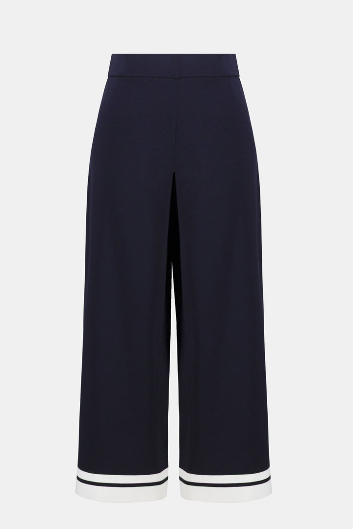 Joseph Ribkoff Culotte Pants With Stripe Detail in Midnight Blue/Vanilla available at Barbara Katz