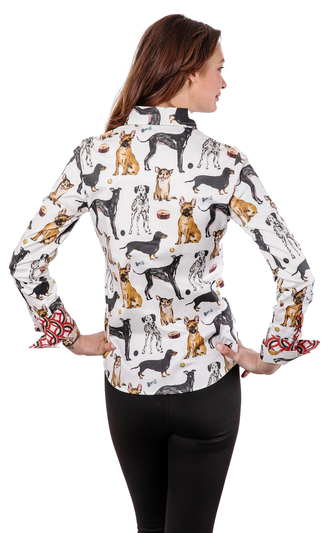 Dizzy-Lizzie Rome Long Sleeve Shirt - Pooches Print available at Barbara Katz