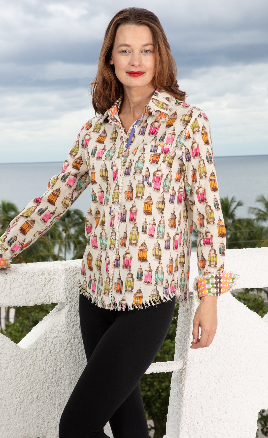 Dizzy-Lizzie Cape Cod Shirt With Moroccan Lantern Print