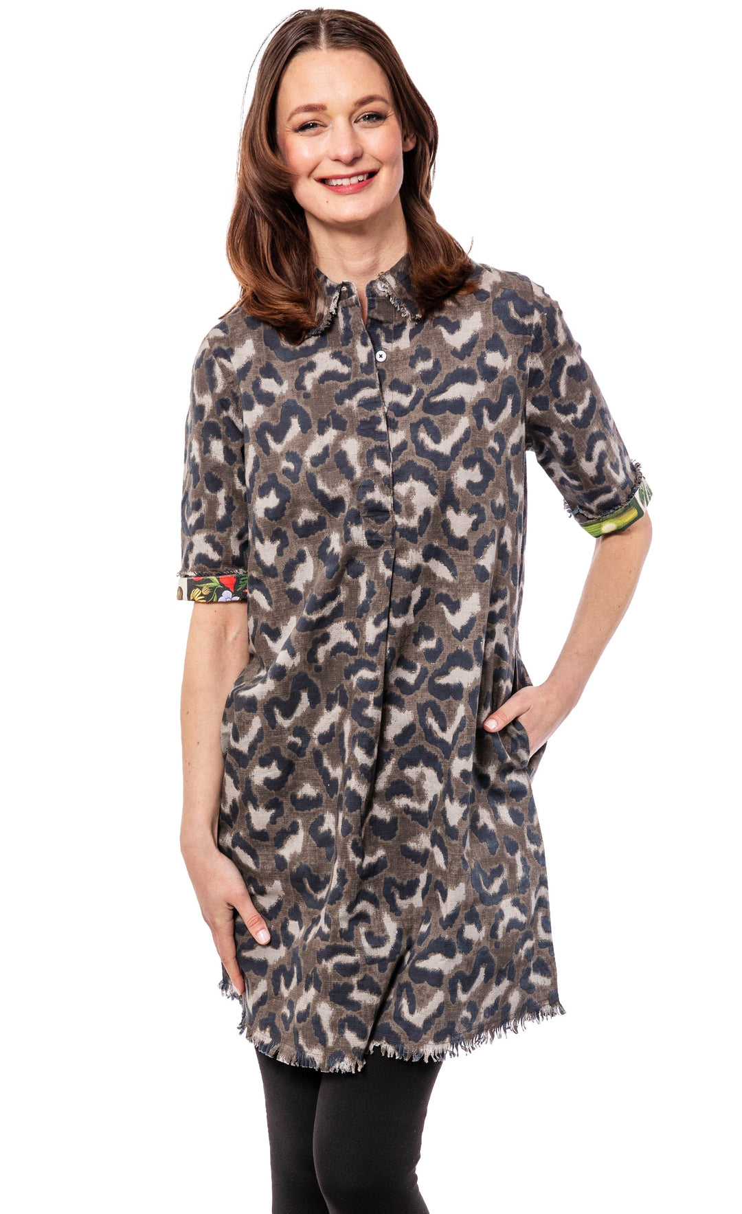 Dizzy-Lizzie Chatham Dress - Leopard Camo Print available at Barbara Katz