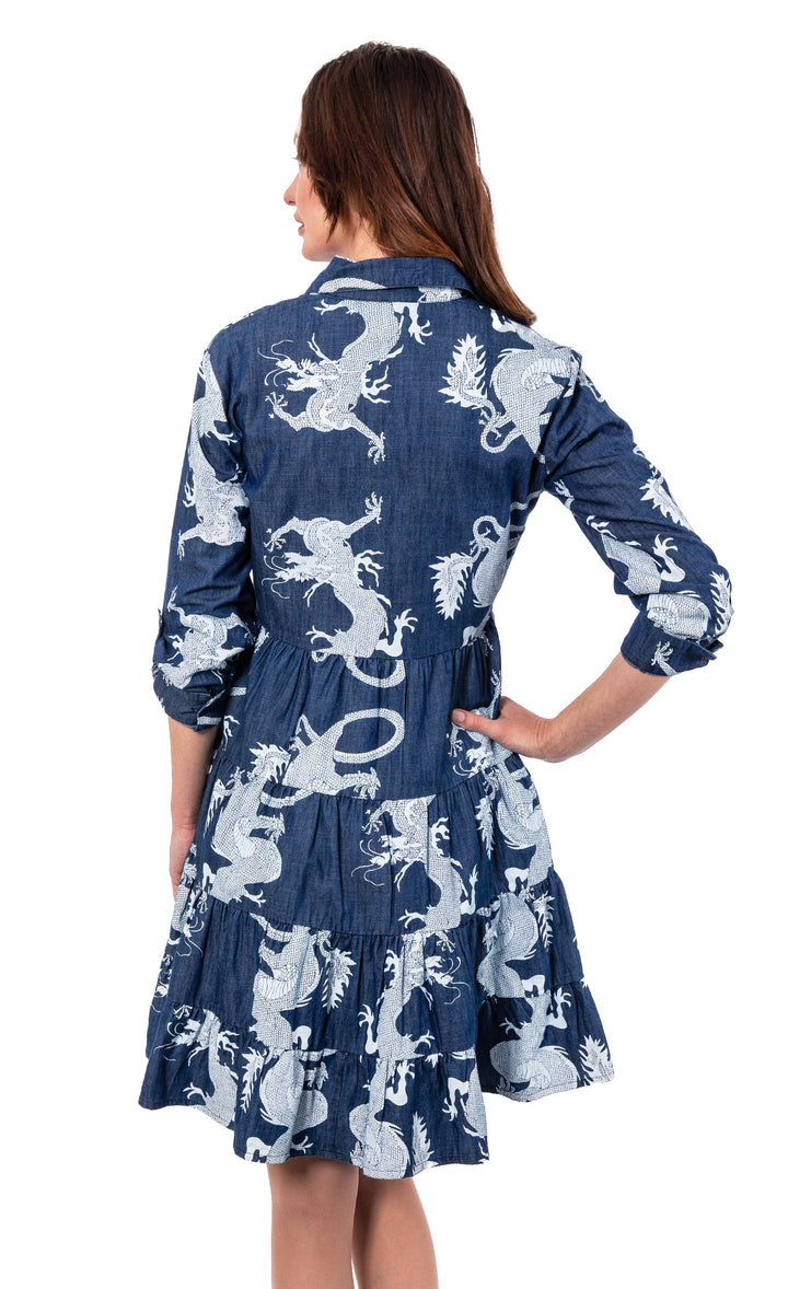 Dizzy-Lizzie Delray Dress - Denim Dragon available at Barbara Katz