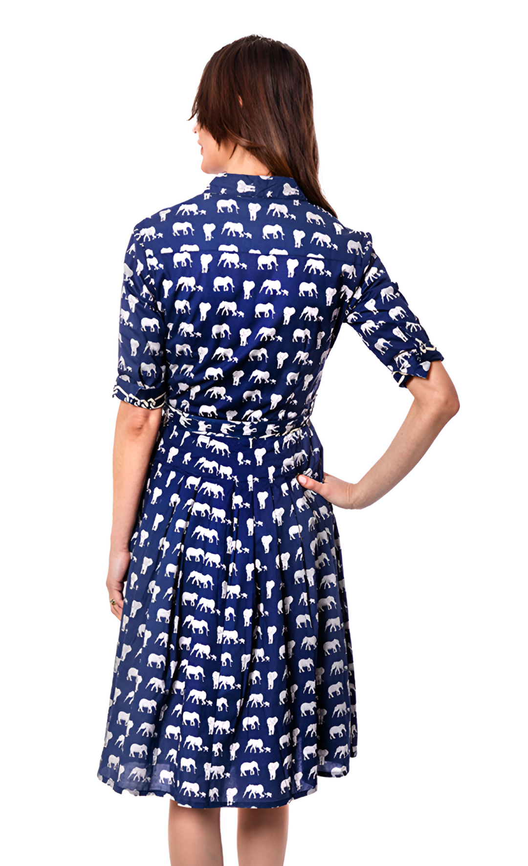 Dizzy-Lizzie Mrs. Maisel Dress - Navy with Baby Elephants available at Barbara Katz