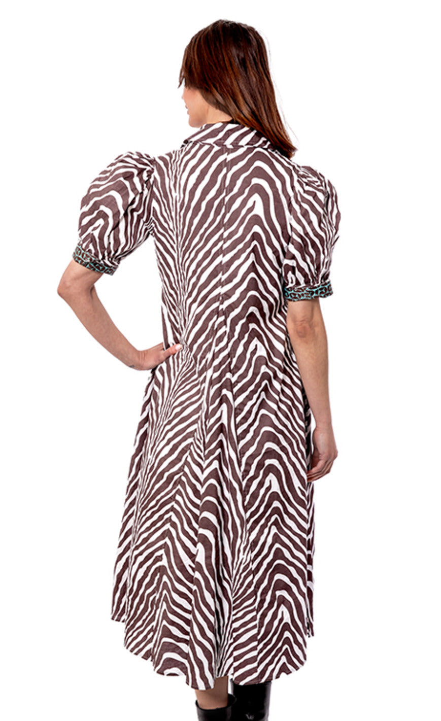 Dizzy-Lizzie Montauk Dress - Chocolate Ivory Tiger Stripes available at Barbara Katz