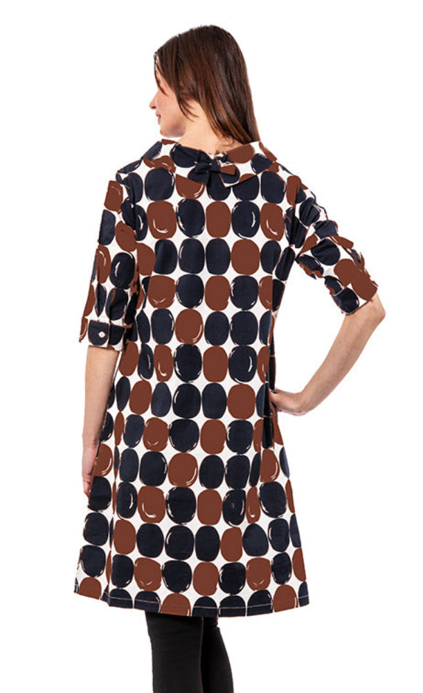 Dizzy-Lizzie Audrey Retro Dress - Chocolate and Black Dots available at Barbara Katz