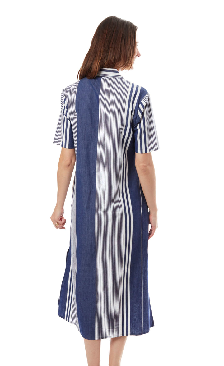 Dizzy-Lizzie Breakers Long Dress - Navy White Stripes available at Barbara Katz