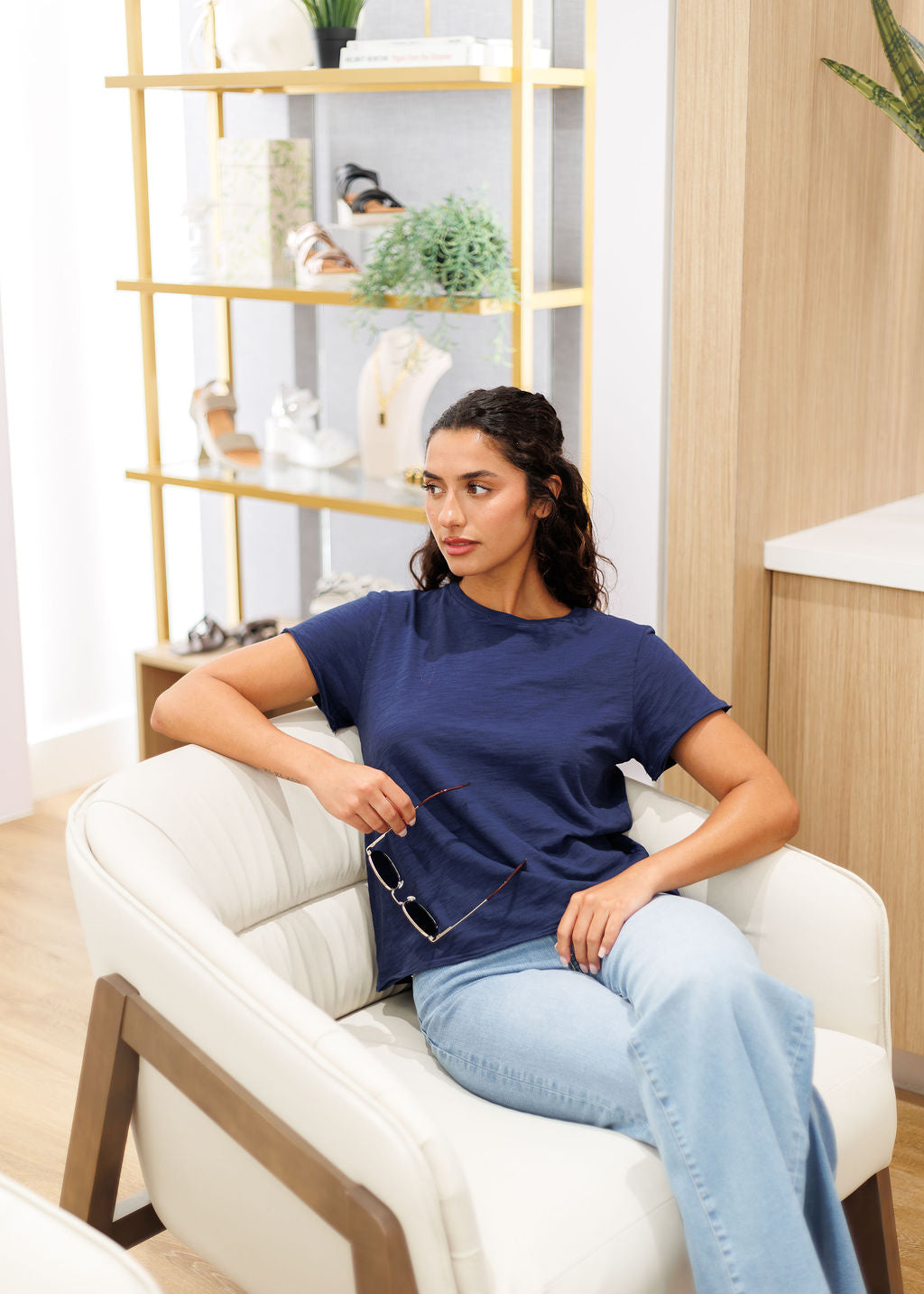 Elliott Lauren Willa Short Sleeve Boxy Tee in Midnight available at Barbara Katz