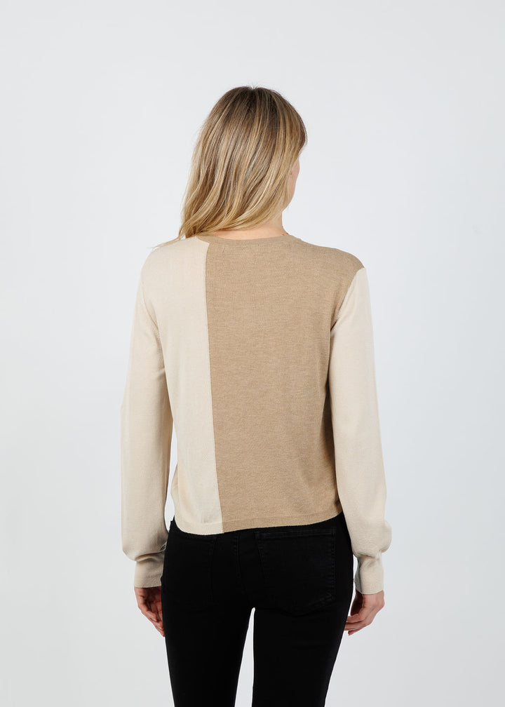 Aldomartins Double Pocket Crew Sweater in Ivory available at Barbara Katz