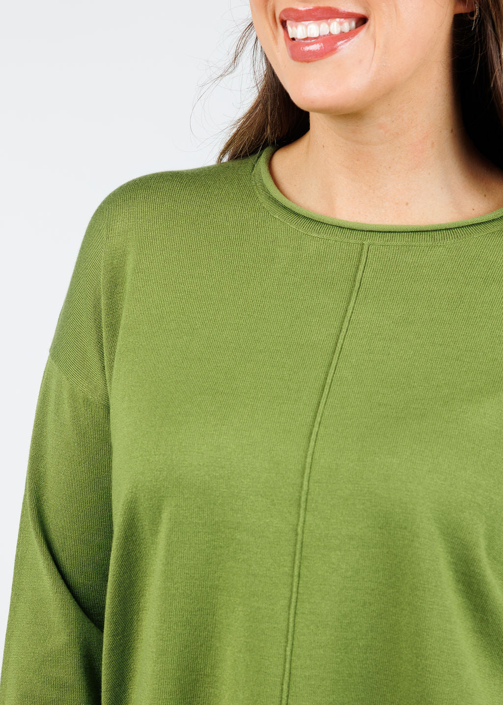 BK Crissy Center Seam Sweater in Palm available at Barbara Katz