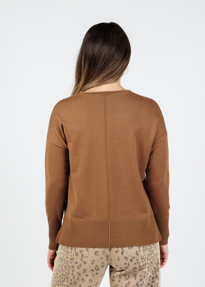 BK Crissy Center Seam Sweater in Wood available at Barbara Katz