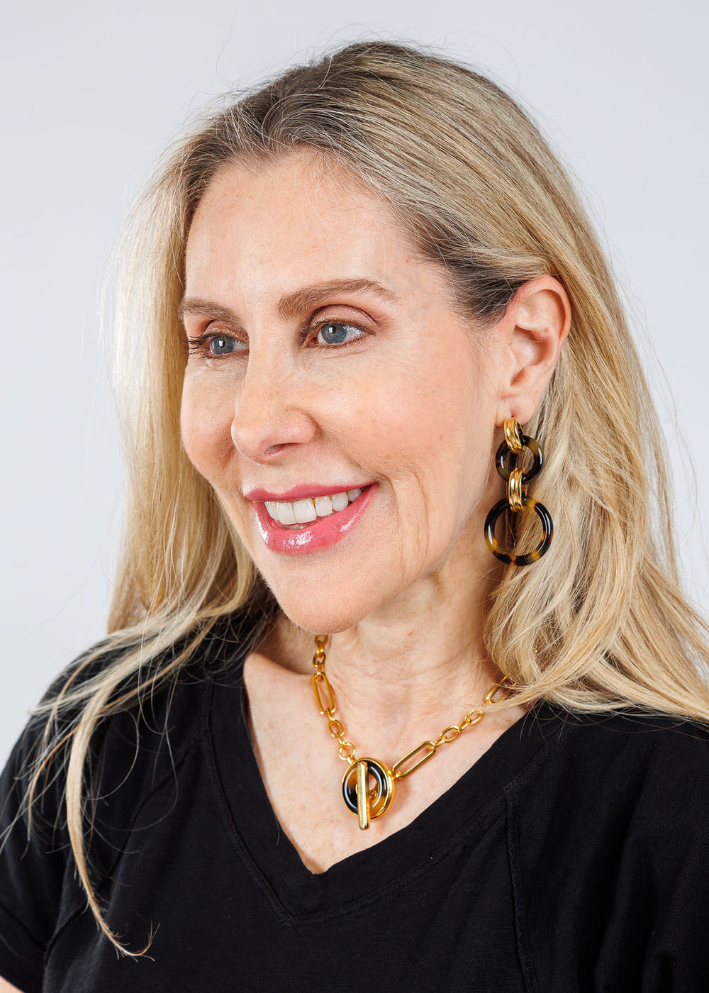 Ben Amun Gold Open Circles Tortoise Earrings available at Barbara Katz