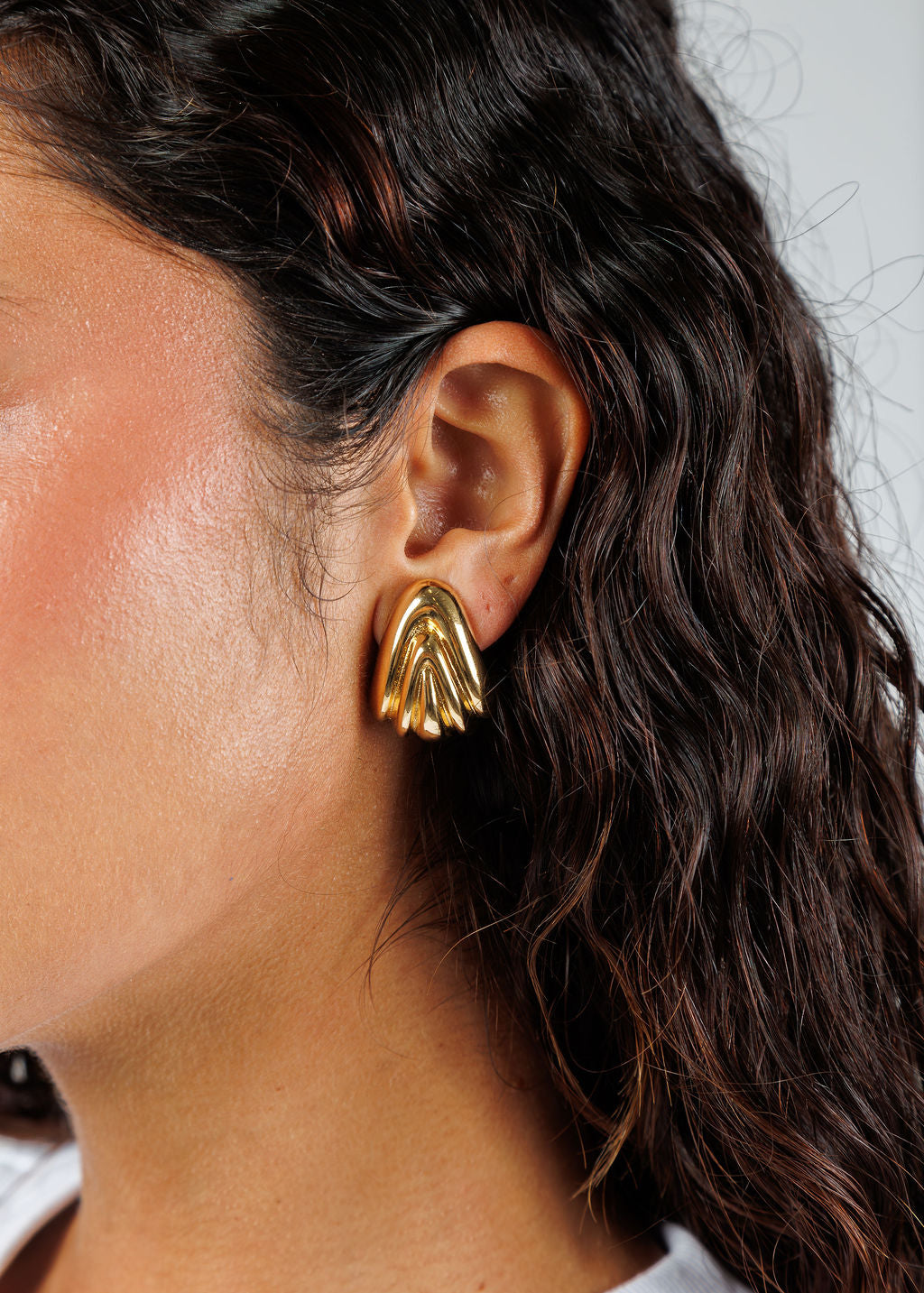 Ben Amun Large Plated Fan Clip Earrings available at Barbara Katz