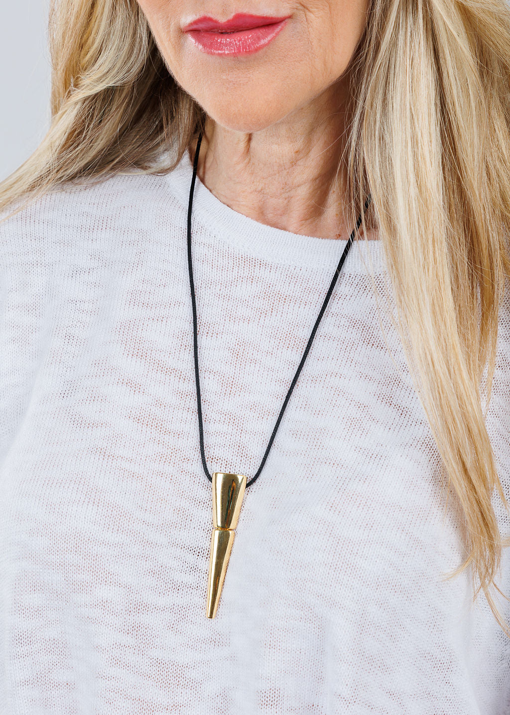 Ben Amun Rosal Cord Necklace With 2-Piece Dripped Triangle Pendant in Gold available at Barbara Katz