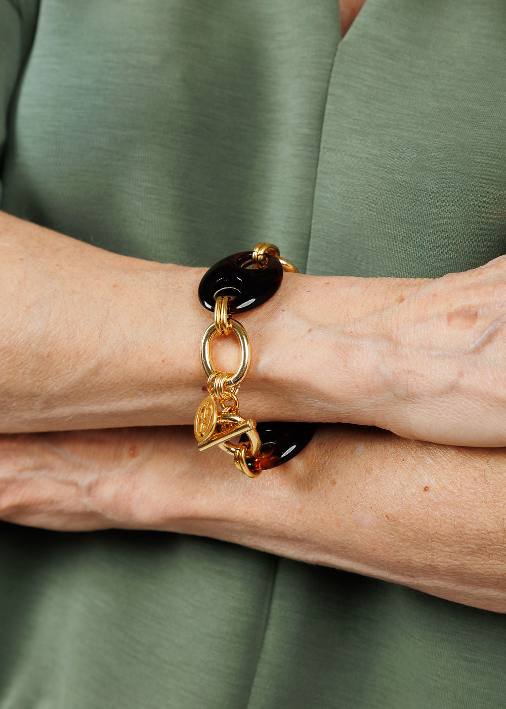 Ben Amun Gold Chain And Tortoise Bracelet available at Barbara Katz