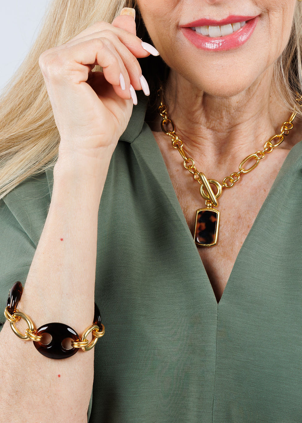 Ben Amun Gold Chain And Tortoise Bracelet available at Barbara Katz