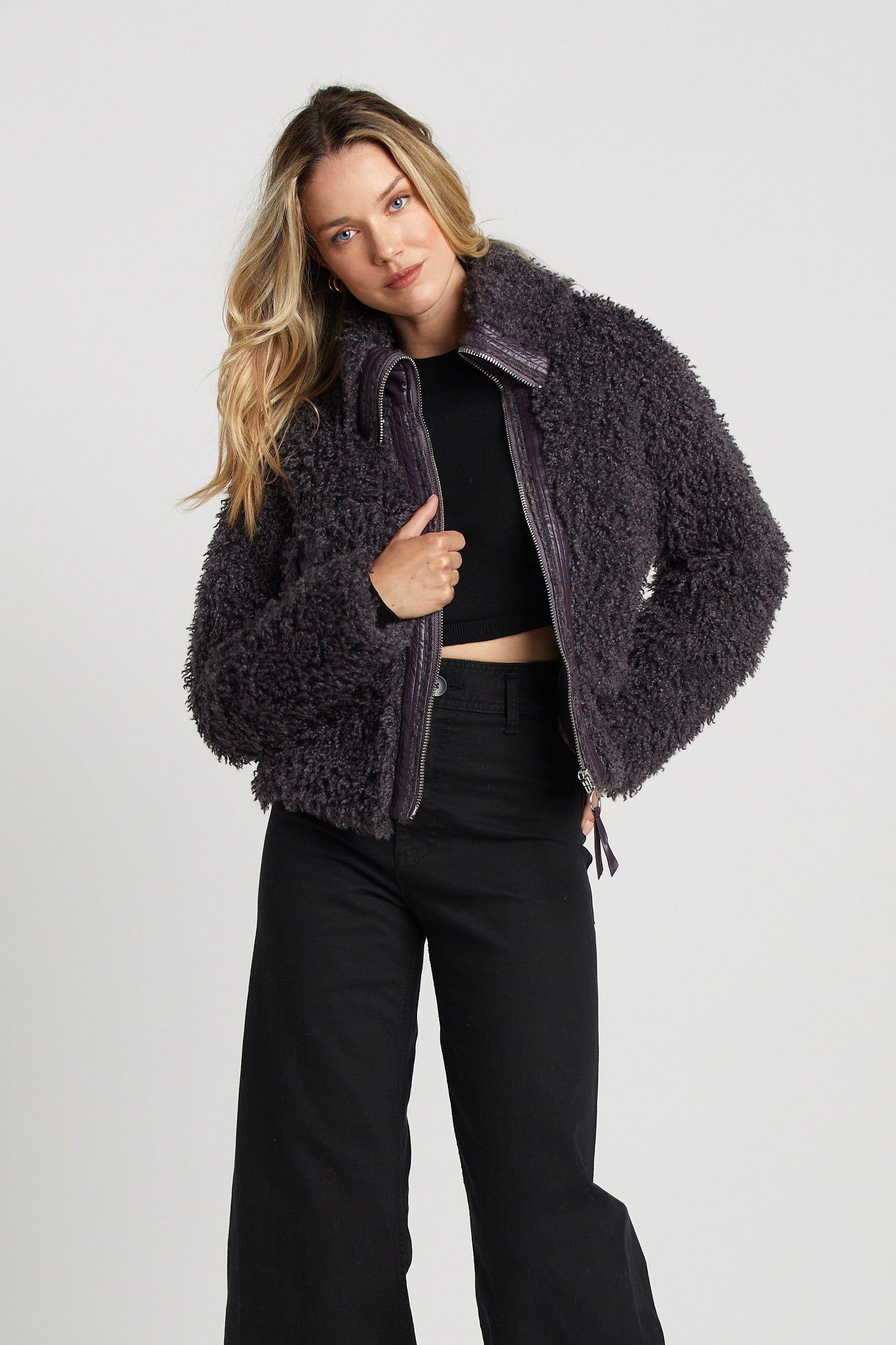 Adroit Atelier Carrie Short Mongolian Faux Fur Coat - Mulberry