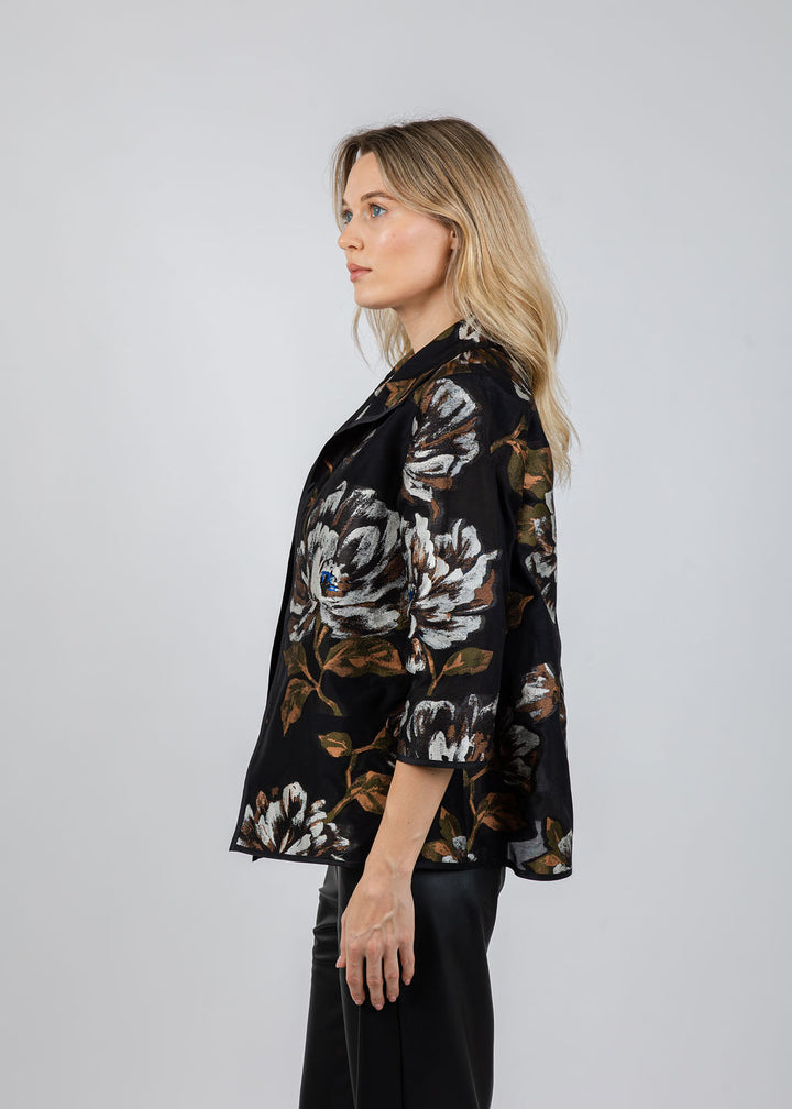 Autumn Bloom Devore Jacket in Multi/Black available at Barbara Katz