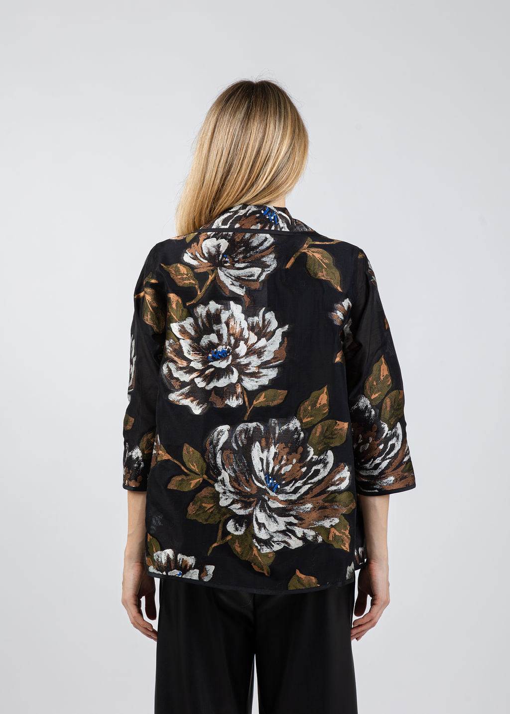 Autumn Bloom Devore Jacket in Multi/Black available at Barbara Katz