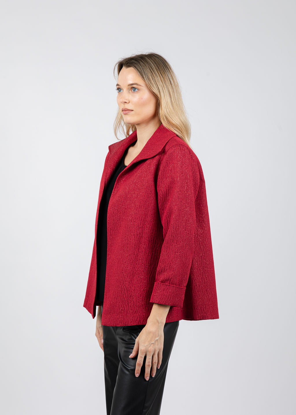 Caroline Rose Celebration A-Line Jacket in Red available at Barbara Katz