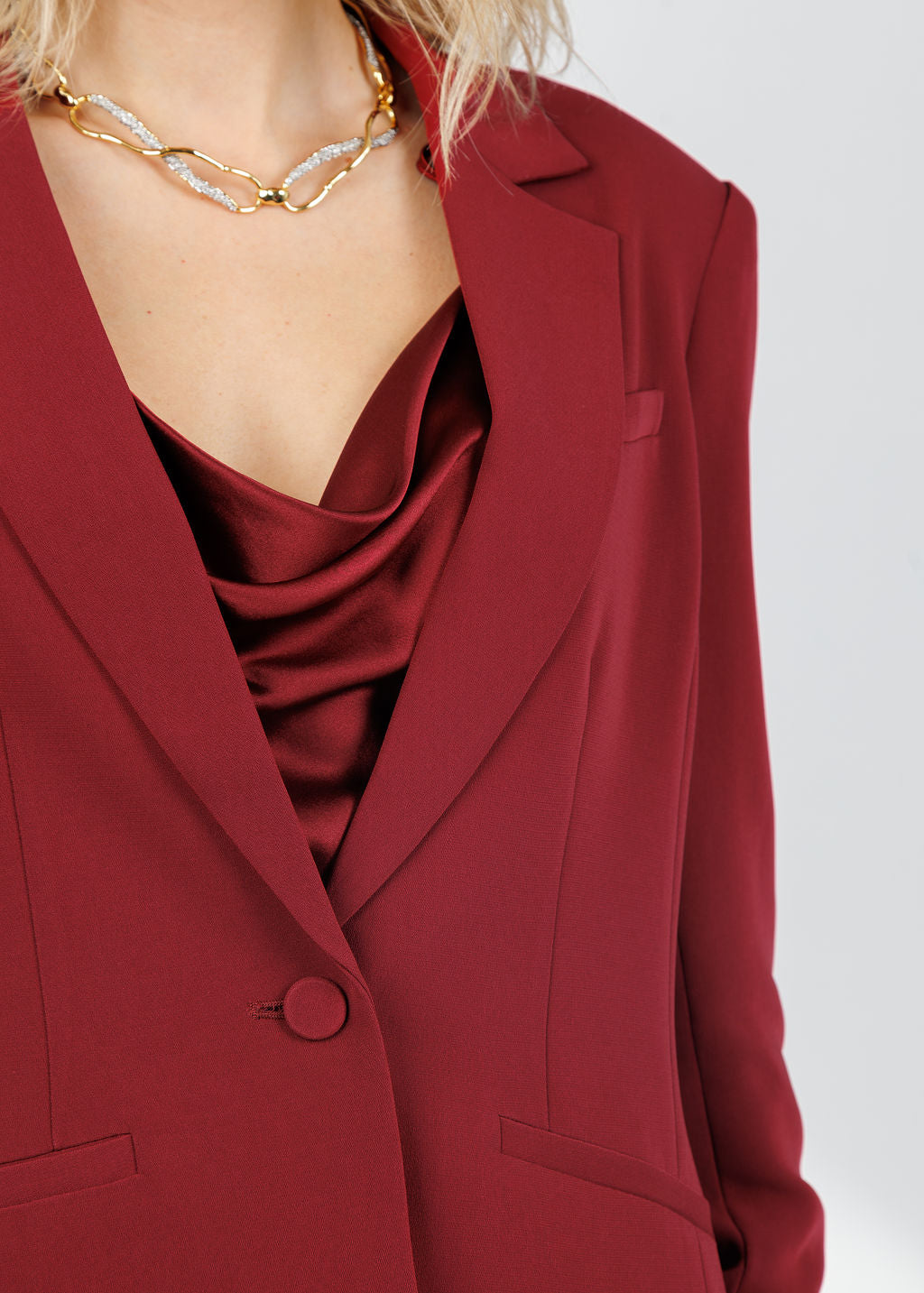 Cinq a Sept Khloe Crepe Blazer in Wineberry available at Barbara Katz