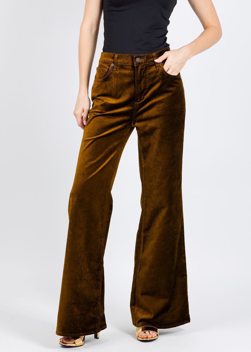 Citizens of Humanity Kimberly 70's Flare Velvet Pants - Golden