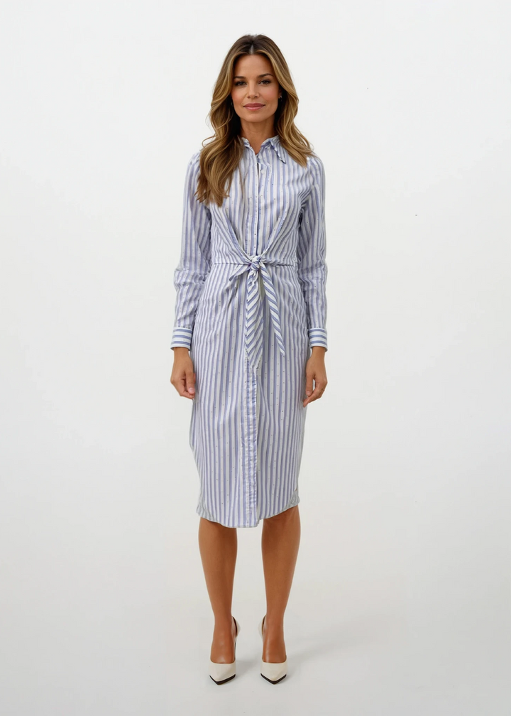 Diomi Amelia Cotton Dress - Stripe Sparkle available at Barbara Katz