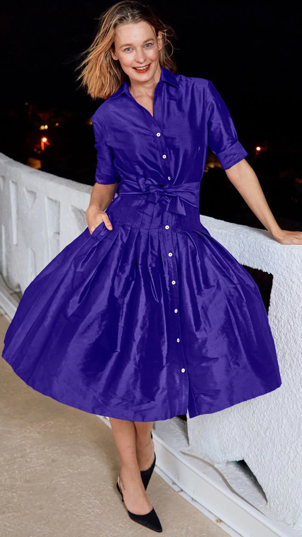 Dizzy Lizzie Mrs Maisel Purple Silk Dress