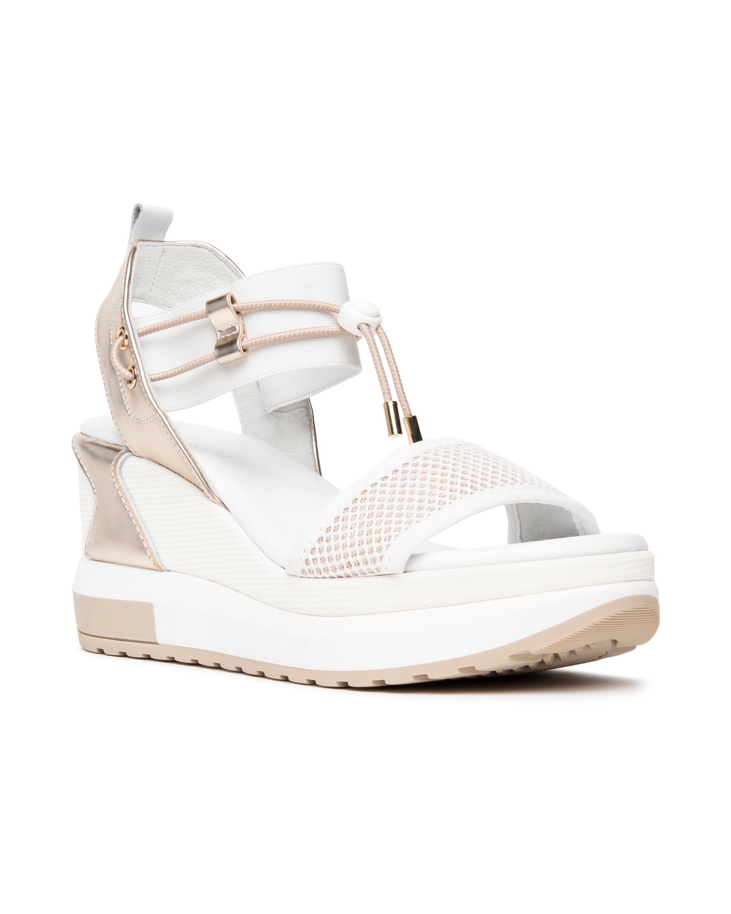 NeroGiardini Nathy Bungee Platform Wedge Sandal - White – Barbara Katz