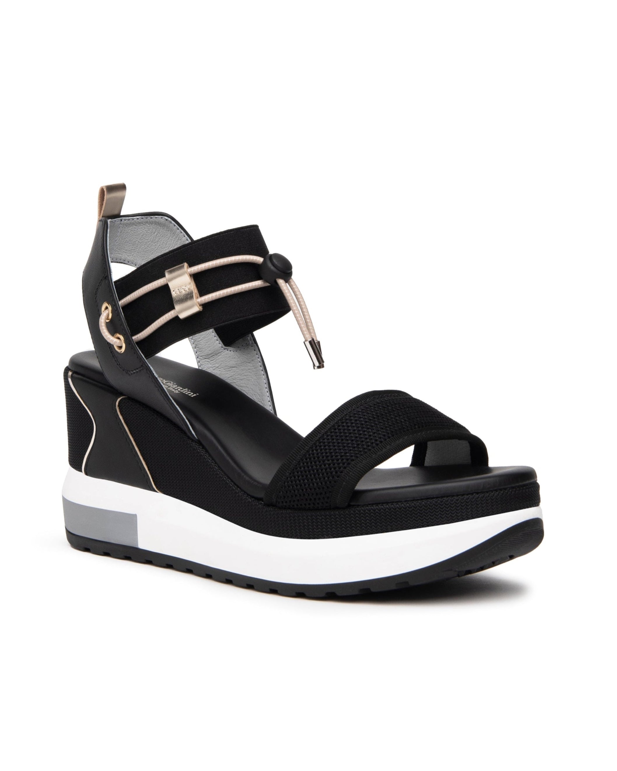 NeroGiardini Nathy Bungee Platform Wedge Sandal - Black – Barbara Katz