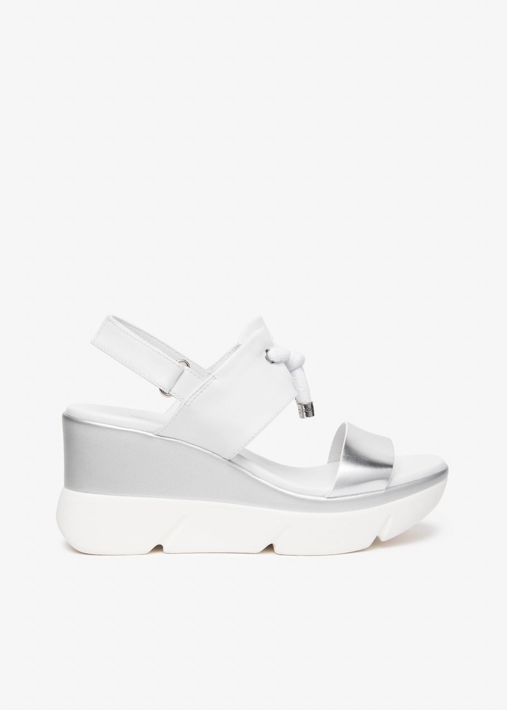 NeroGiardini Tati Bungee Platform Sport Wedge Sandals - White