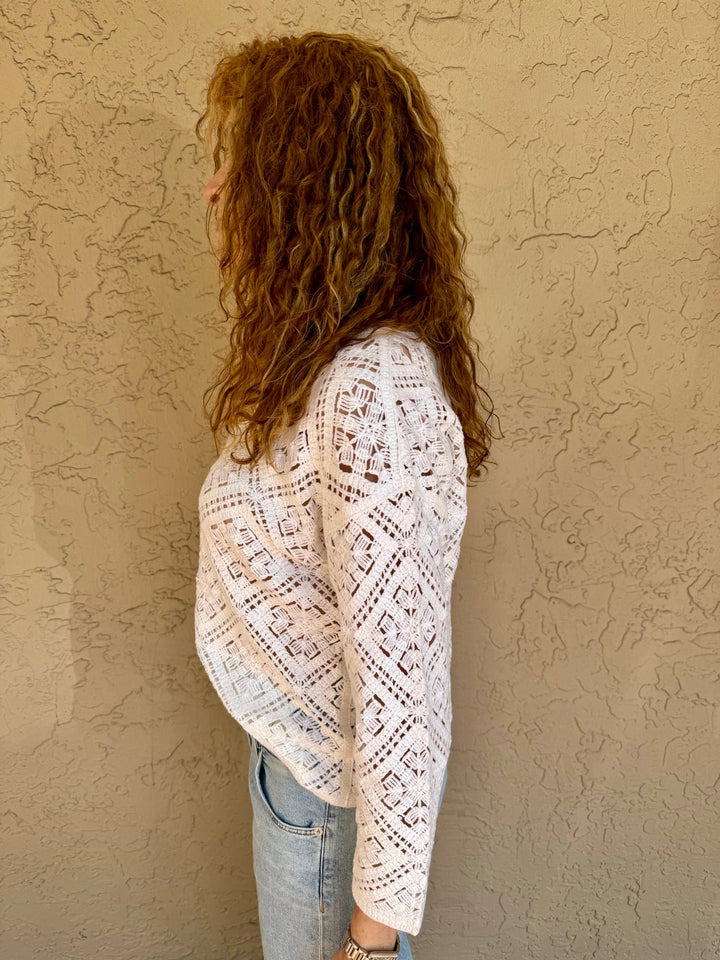 Elliott Lauren Crochet Sweater - White