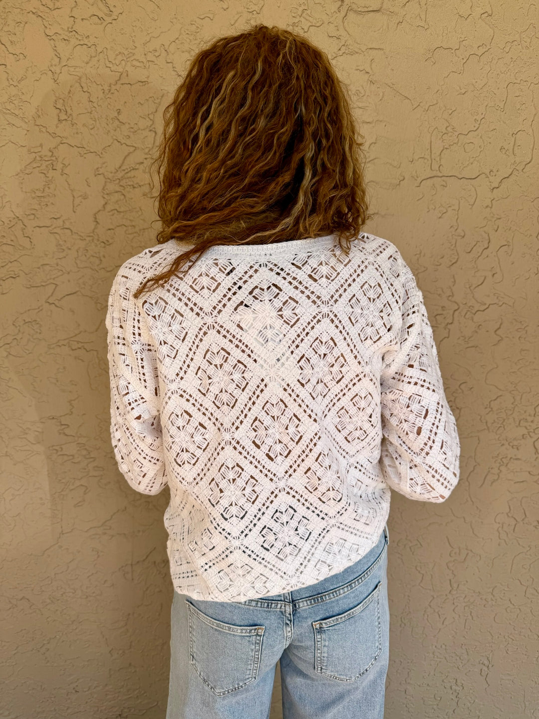 Elliott Lauren Crochet Sweater - White