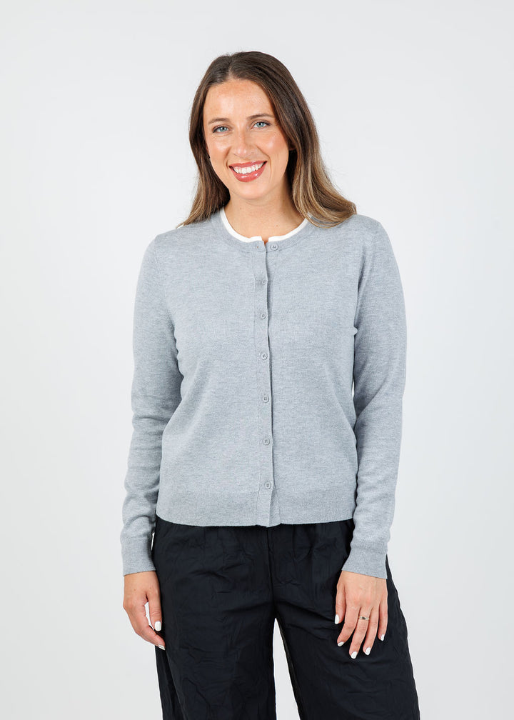 Elliott Lauren Double Layer Cardigan in Heather Grey available at Barbara Katz