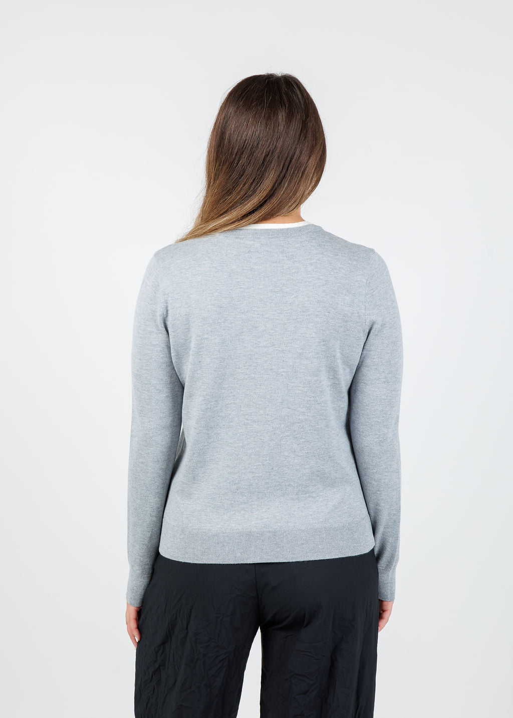 Elliott Lauren Double Layer Cardigan in Heather Grey available at Barbara Katz
