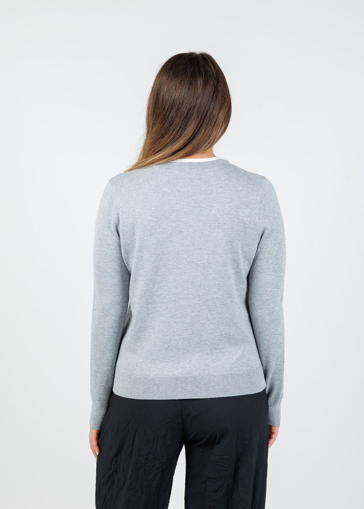Elliott Lauren Double Layer Cardigan in Heather Grey available at Barbara Katz