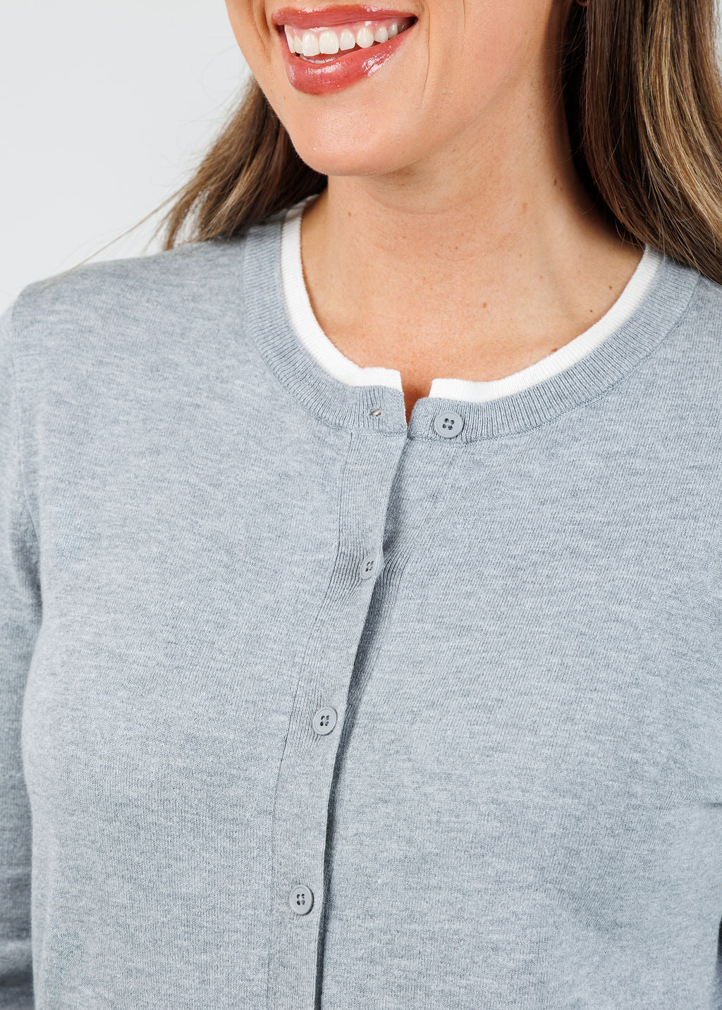 Elliott Lauren Double Layer Cardigan in Heather Grey available at Barbara Katz