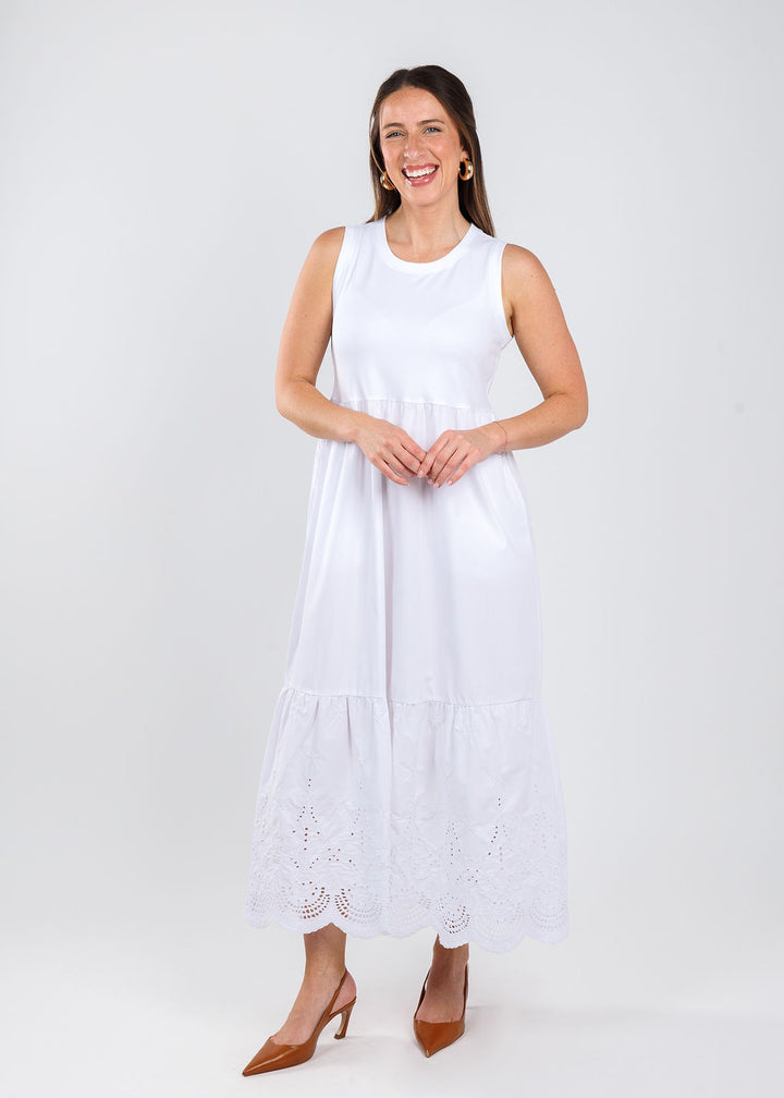 Elliott Lauren White Eyelet Dress in White available at Barbara Katz
