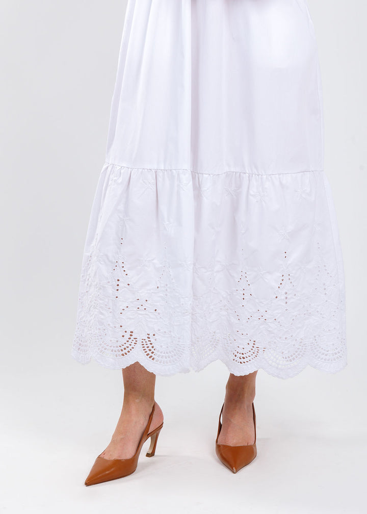 Elliott Lauren White Eyelet Dress in White available at Barbara Katz