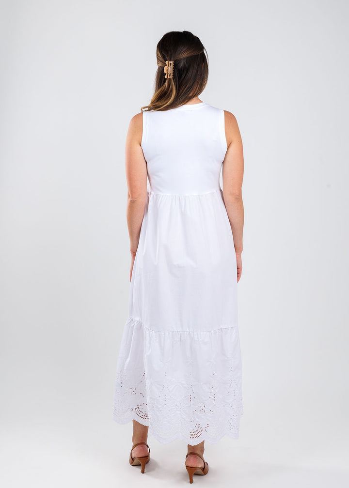 Elliott Lauren White Eyelet Dress in White available at Barbara Katz