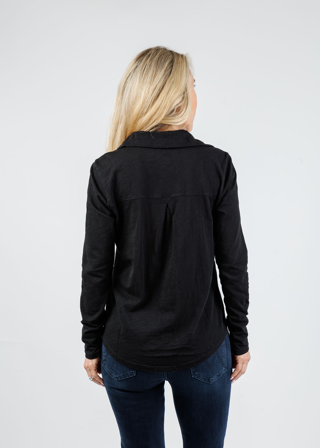 Elliott Lauren Reese Long Sleeve Button Front Shirt in Black available at Barbara Katz