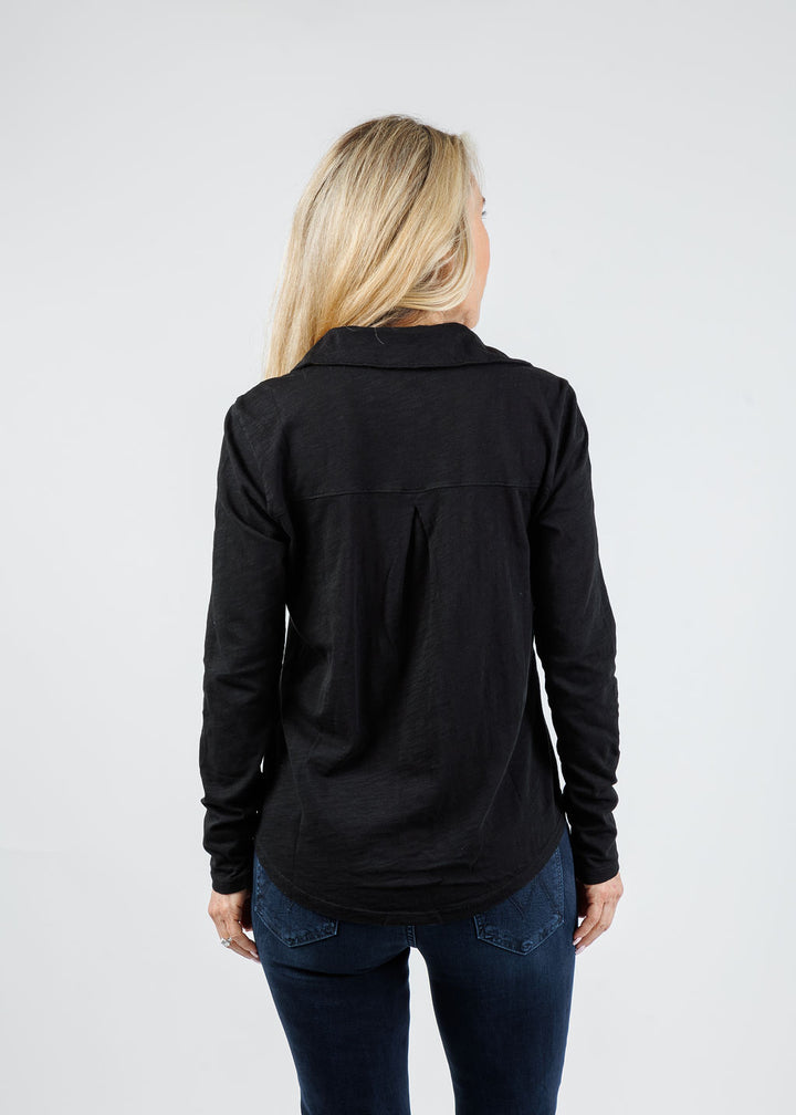 Elliott Lauren Reese Long Sleeve Button Front Shirt in Black available at Barbara Katz