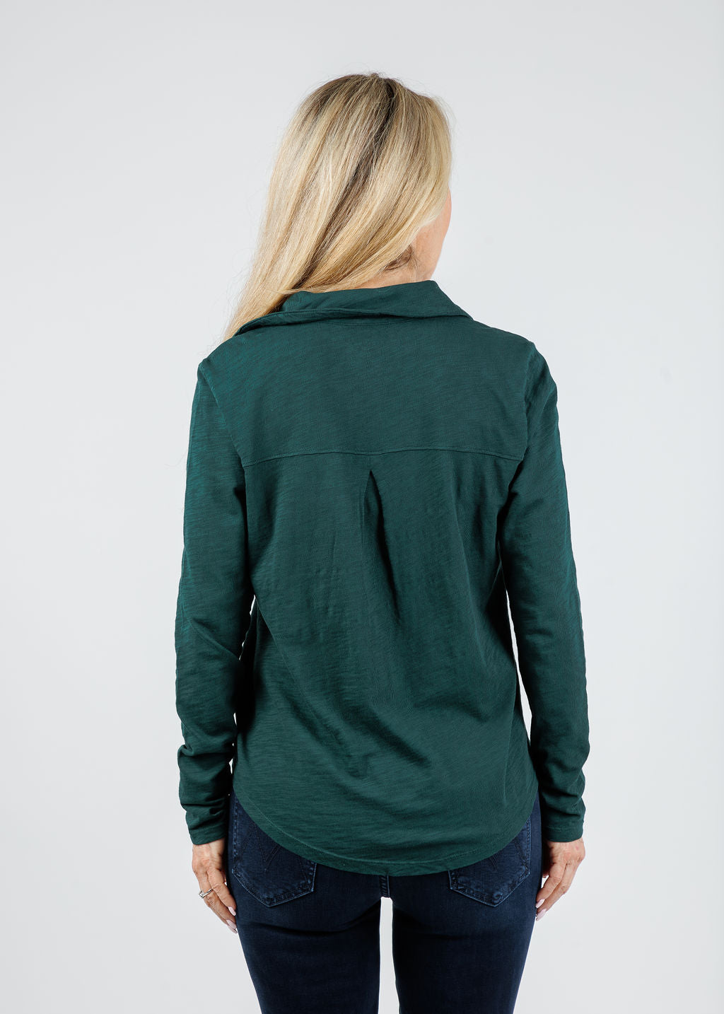 Elliott Lauren Reese Long Sleeve Button Front Shirt in Pine available at Barbara Katz
