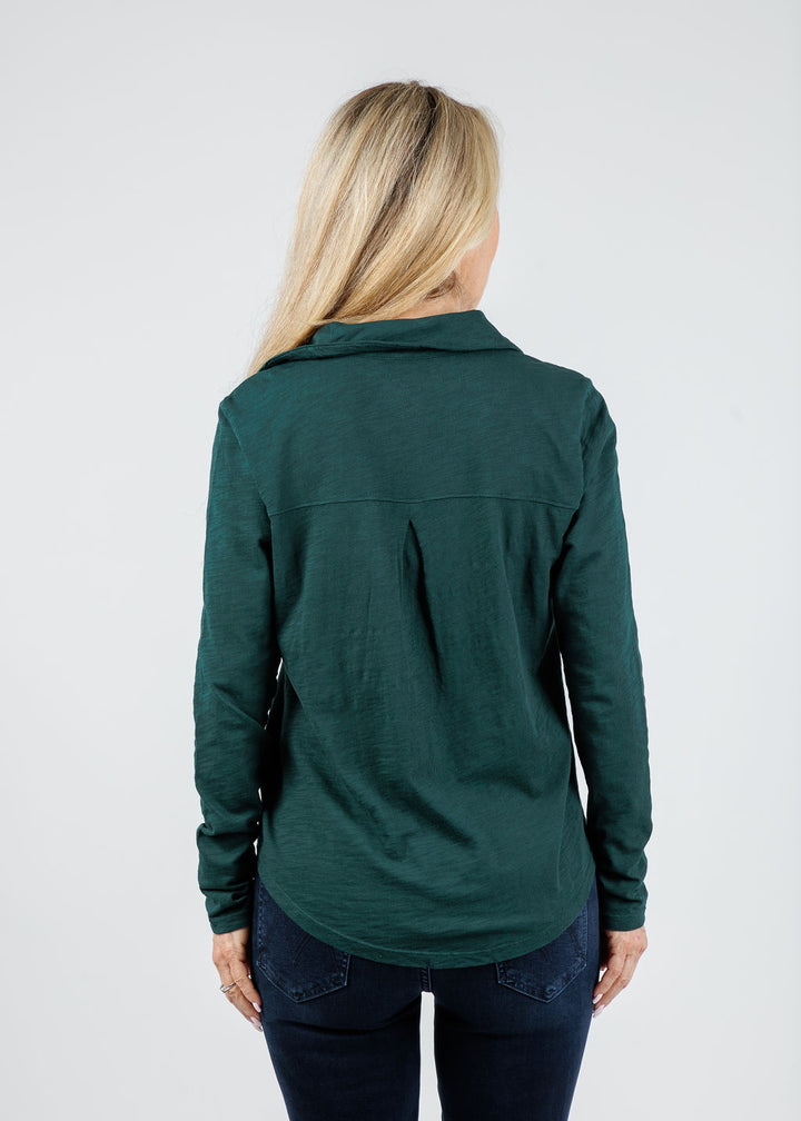 Elliott Lauren Reese Long Sleeve Button Front Shirt in Pine available at Barbara Katz