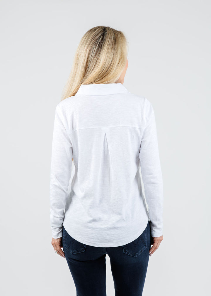 Elliott Lauren Reese Long Sleeve Button Front Shirt in White available at Barbara Katz
