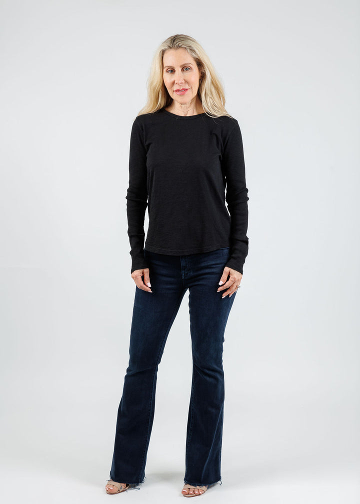 Elliott Lauren Tracy Long Rib Sleeve Tee in Black available at Barbara Katz