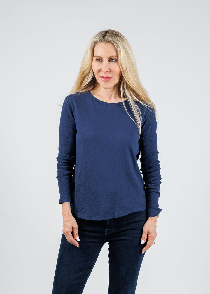 Elliott Lauren Tracy Long Rib Sleeve Tee in Midnight available at Barbara Katz