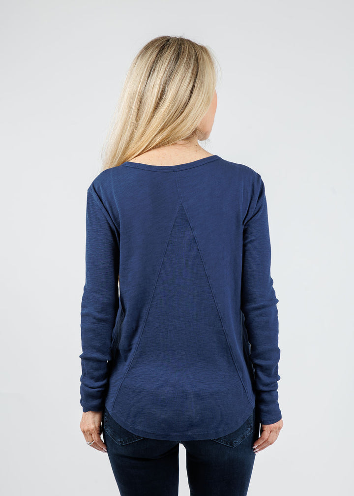 Elliott Lauren Tracy Long Rib Sleeve Tee in Midnight available at Barbara Katz