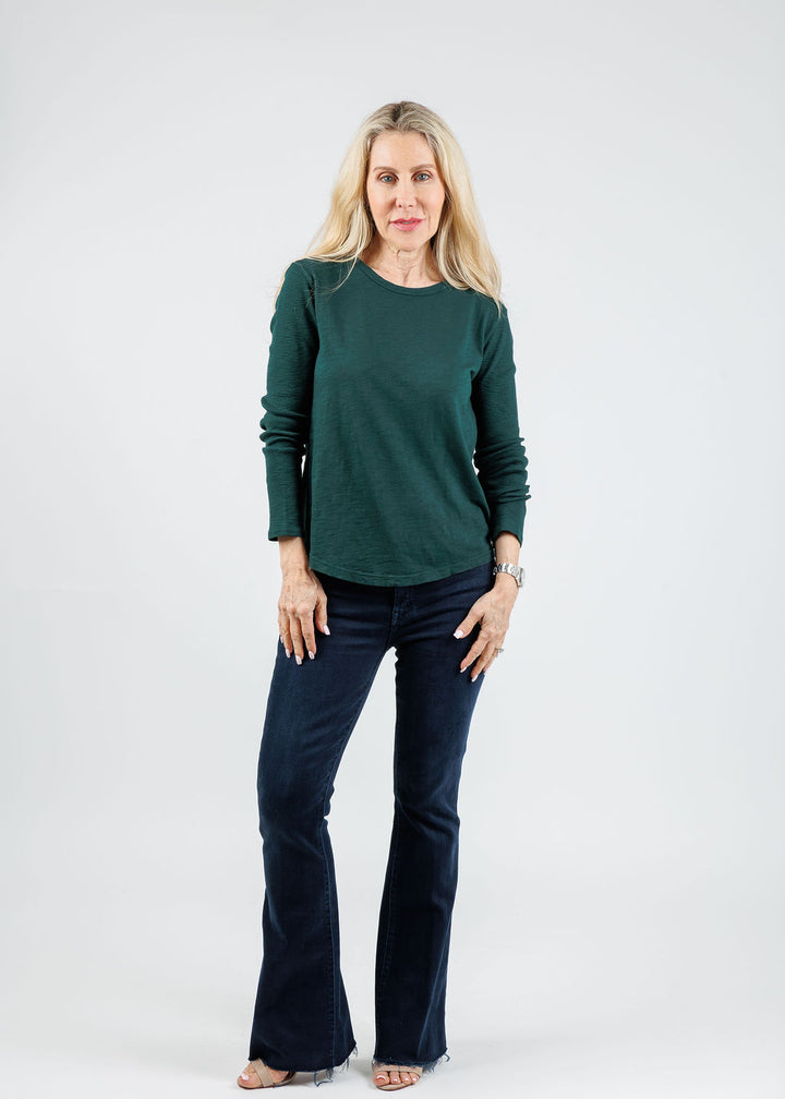 Elliott Lauren Tracy Long Rib Sleeve Tee in Pine available at Barbara Katz