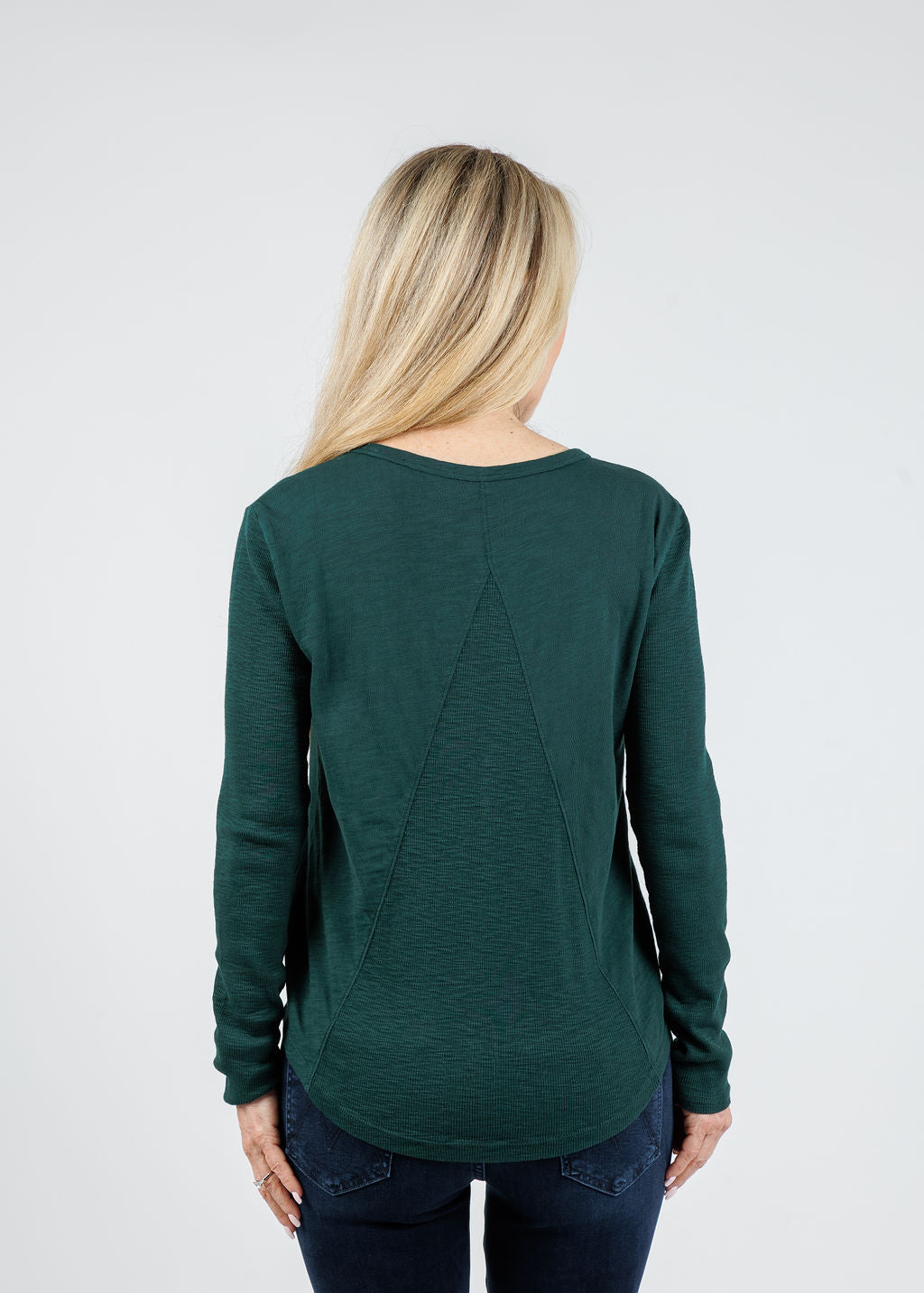 Elliott Lauren Tracy Long Rib Sleeve Tee in Pine available at Barbara Katz